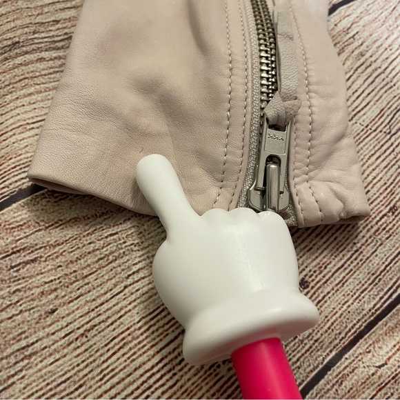 JOIE Vivianette Pink Genuine Lamb Leather Jacket - Picture 10 of 16